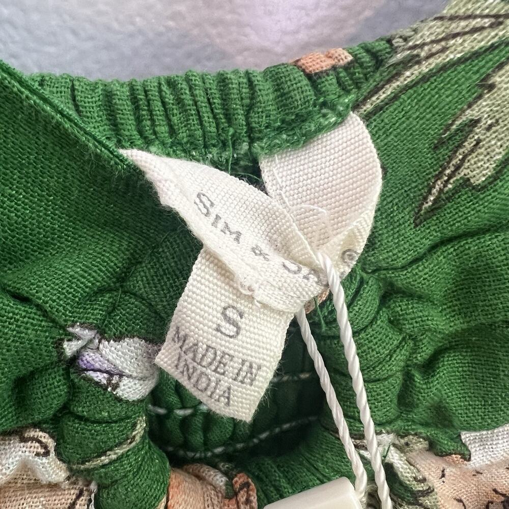 NWT Sim & Sam Dress Linen Blend Floral Sz S Ruffled Babydoll Vacation Green Boho - Picture 12 of 15
